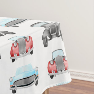 Klassisches Retro Cars Vintages Aquarellmuster Tischdecke