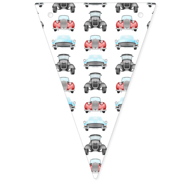 Klassisches Retro Cars Vintages Aquarellmuster Wimpelkette (Erste Fahne)