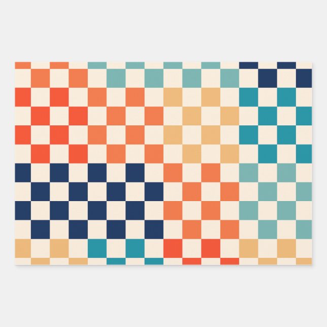 Klassisches Retro-Checkered Checkerboard-Muster A Geschenkpapier Set (Vorderseite)