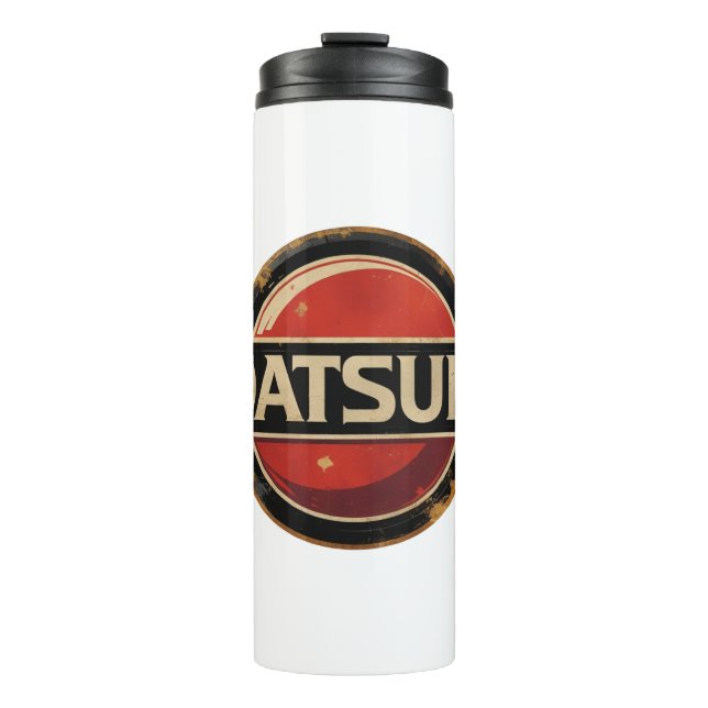 Klassisches Retro Datsun Logo Thermosbecher (Vorderseite)