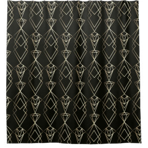 Klassisches Retro-Design in Schwarz und Gold Duschvorhang