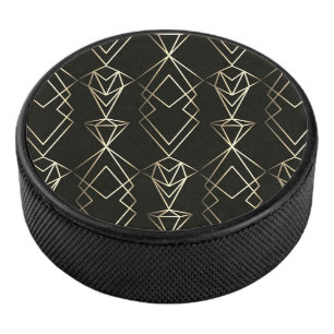 Klassisches Retro-Design in Schwarz und Gold Eishockey Puck