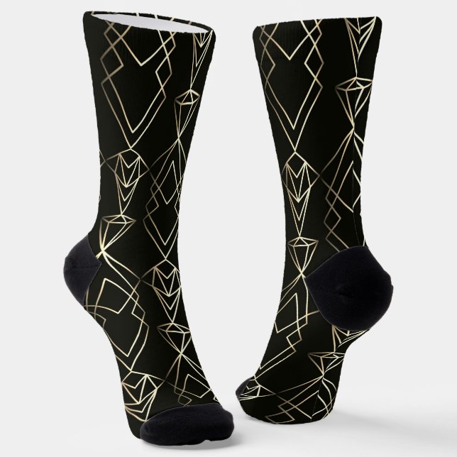 Klassisches Retro-Design in Schwarz und Gold Socken (Gewinkelt)