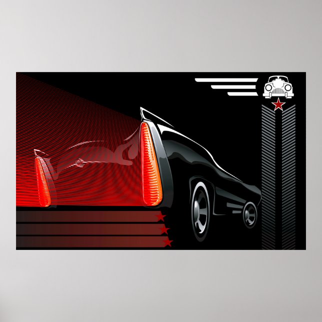 Klassisches Retro Design Poster - Schwarz & Rot (Vorne)