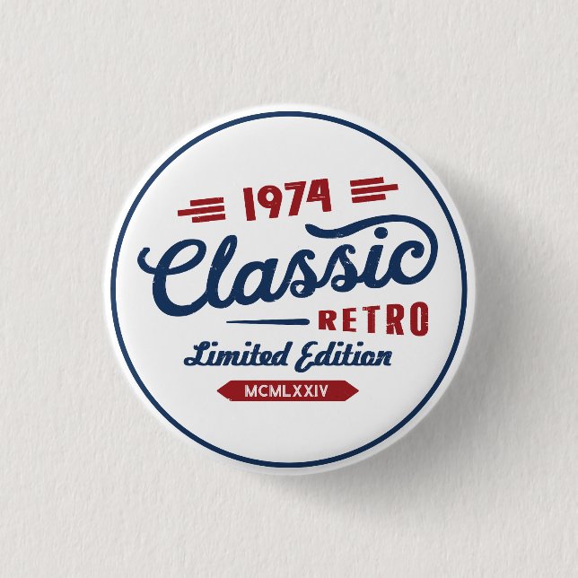 Klassisches Retro-Geburtstagsgeschenk | PERSONALIS Button (Vorderseite)