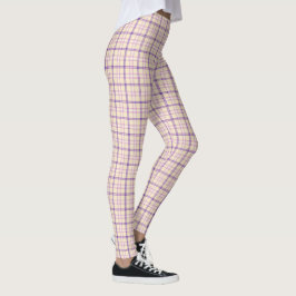 Klassisches Retro-Karo-Muster in Creme und Lila Leggings