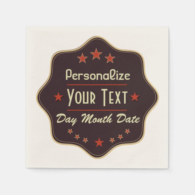 Klassisches Retro-Label mit individuellem Text Serviette (Vorderseite)