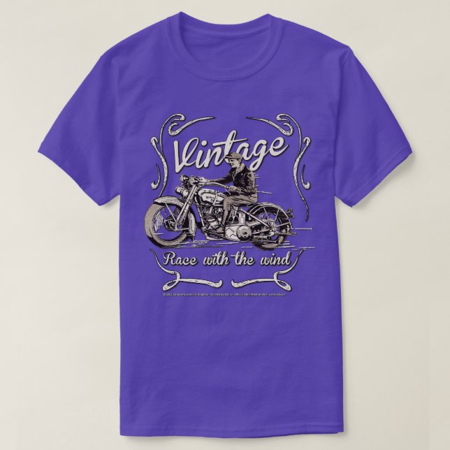 Klassisches Retro-Motorradrennen mit Wind T-Shirt (Design vorne)
