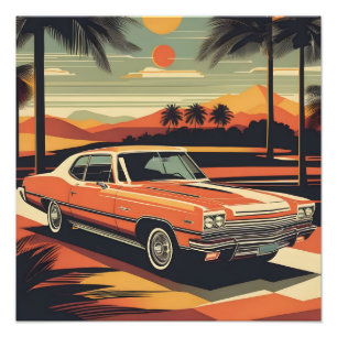 Klassisches Retro-Vintage-Autoposter Fotodruck