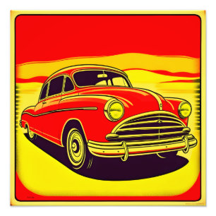 Klassisches Retro-Vintage-Autoposter Fotodruck