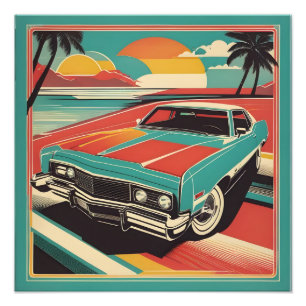 Klassisches Retro-Vintage-Autoposter Fotodruck