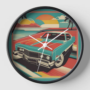 Klassisches Retro-Vintage-Autoposter Uhr