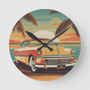 Klassisches Retro-Vintage-Poster Runde Wanduhr