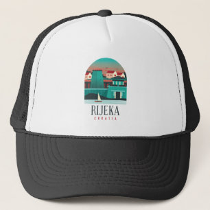 Klassisches Rijeka Kroatien Vintage-Reiseziel Truckerkappe