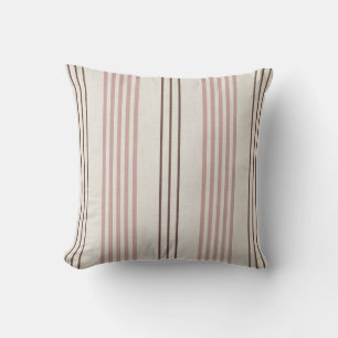 Klassisches Rosa-Braun-Ticking-Streifenmuster Kissen