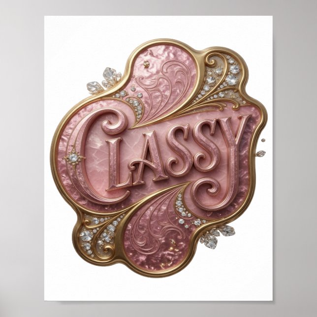 Klassisches Rosa CLASSY Design Poster (Vorne)