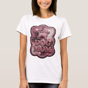 Klassisches Rosa DOG MOM Tragbare Kunst T-Shirt