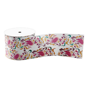 Klassisches Rosa Grün Gelb Floral Schwan Vogel Hoc Ripsband
