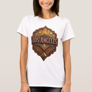 Klassisches Rosa LOS ANGELES Künstlerisches Motiv T-Shirt