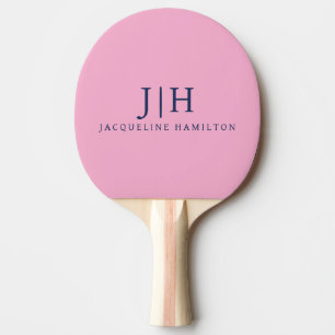 Klassisches Rosa/Navy Einfaches Monogramm Minimali Tischtennis Schläger