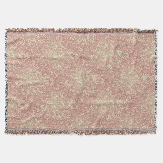 Klassisches rosa Rosenmuster Decke (Vorderseite)