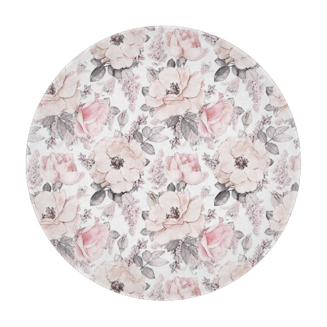 Klassisches rosa u. graues Muster Schneidebrett (Vorderseite)