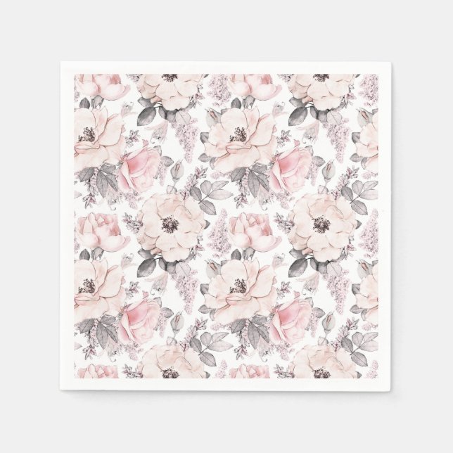 Klassisches rosa und graues Muster Serviette (Vorderseite)