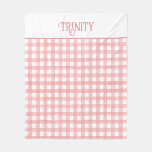 Klassisches Rosa und Weiß Gingham Kariert Gemuster Fleecedecke