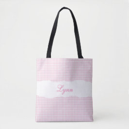 Klassisches Rosa & Weiß Gingham | Personalisierter