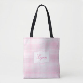 Klassisches Rosa & Weiß Gingham | Personalisierter