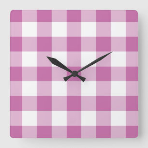 Klassisches rosa-weiß kariertes Gingham-Muster Quadratische Wanduhr
