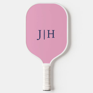 Klassisches rosa/weißes Monogramm Minimalistisch Pickleball Schläger