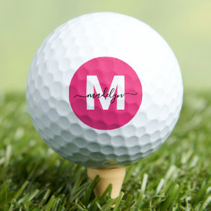 Klassisches rosafarbenes initiales Namensmonogramm Golfball