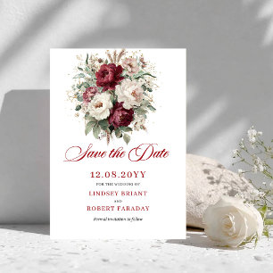 Klassisches Rosé-Burgunder-Blumen-Save-the-Date Save The Date