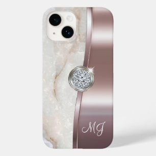 Klassisches Roségold-Monogramm-Diamant-Juwel-Kunst Case-Mate iPhone 14 Hülle