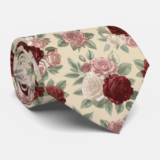 Klassisches Rosengarten-Blumenmuster Krawatte (Gerollt)