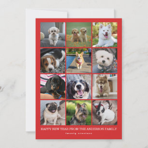 Klassisches Rot 12 Instagram-Foto Frohes neues Jah Feiertagskarte