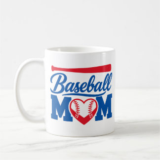 Klassisches Rot-Blau-Herz-Baseball-Mom-Spieltag Kaffeetasse