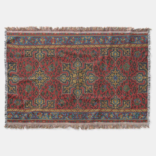 Klassisches Rot-Blau-Muster, Persisches Teppichmus Decke (Vorderseite)