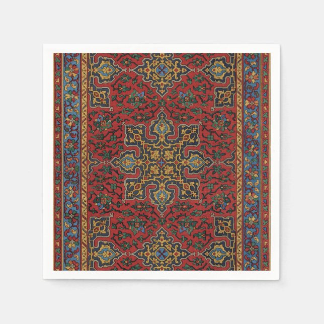 Klassisches Rot-Blau-Muster, Persisches Teppichmus Serviette (Vorderseite)
