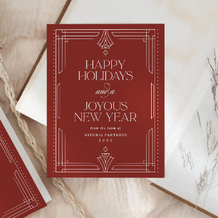 Klassisches Rot Deco Elegantes Firmen-Weihnachtsgr Feiertagspostkarte