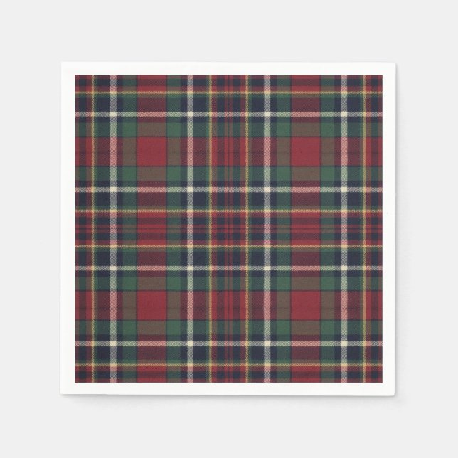 Klassisches Rot-Dunkelblau-Grün-Karomuster Serviette (Vorderseite)