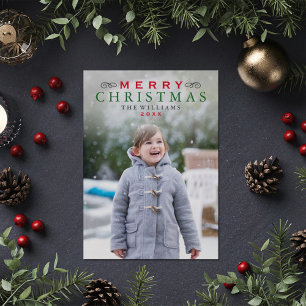 Klassisches Rot Grün Frohe Weihnachten Schneeflock