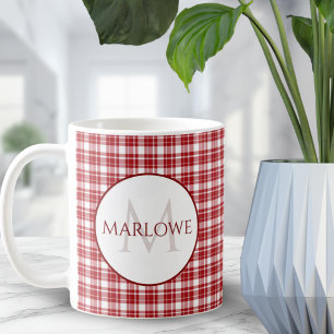 Klassisches Rot ☕️ Karo-Schottenmuster Vintage-Kaf Kaffeetasse