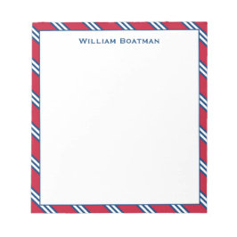 Klassisches Rot- und Navy-Diagonal-Krawatte Stripm Notizblock