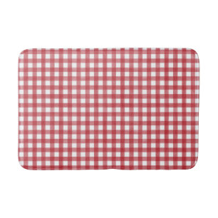 Klassisches Rot und Weiß Gingham Kariert Gemustert Badematte
