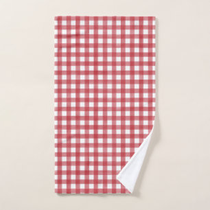 Klassisches Rot und Weiß Gingham Kariert Gemustert Handtuch