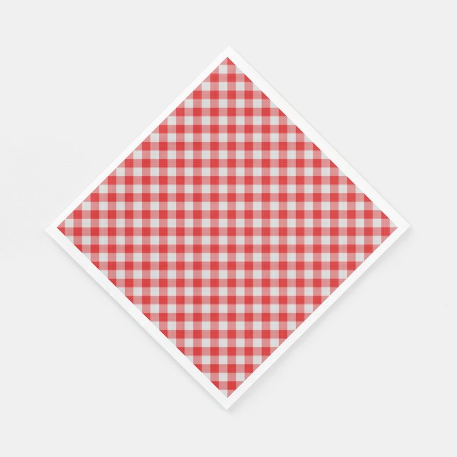 Klassisches Rot und Weißes Gingham Papier Napkins Serviette (Ecke)