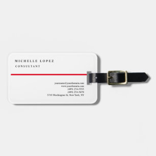 Klassisches Rot-Weiß-Elegant Schlicht Beruflich Gepäckanhänger
