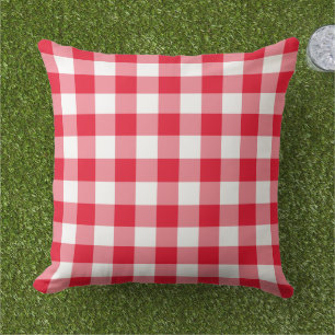 Klassisches Rot-Weiß-Gingham-Karo Kissen